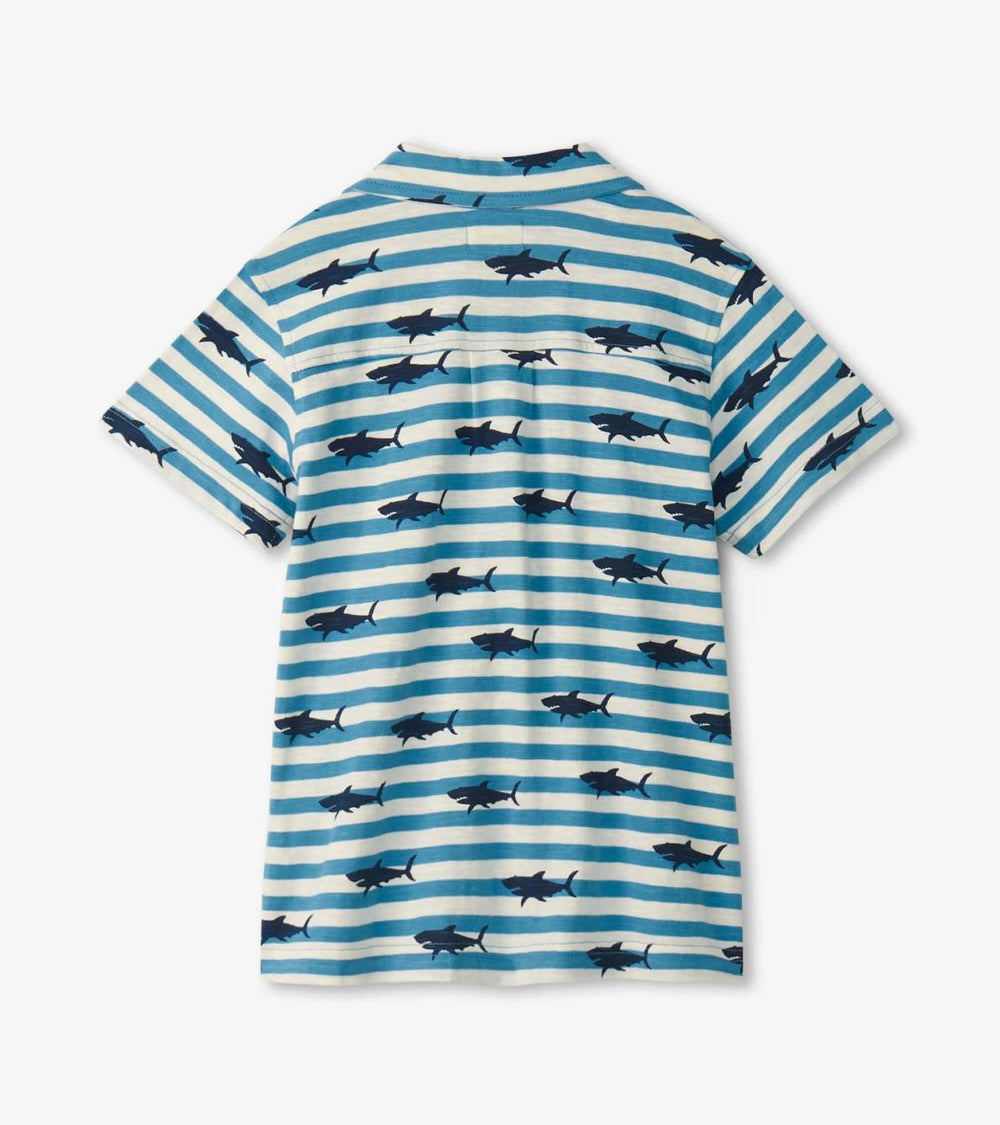 Hatley Tops | Boys Boys Shark Stripes Jersey Button Down