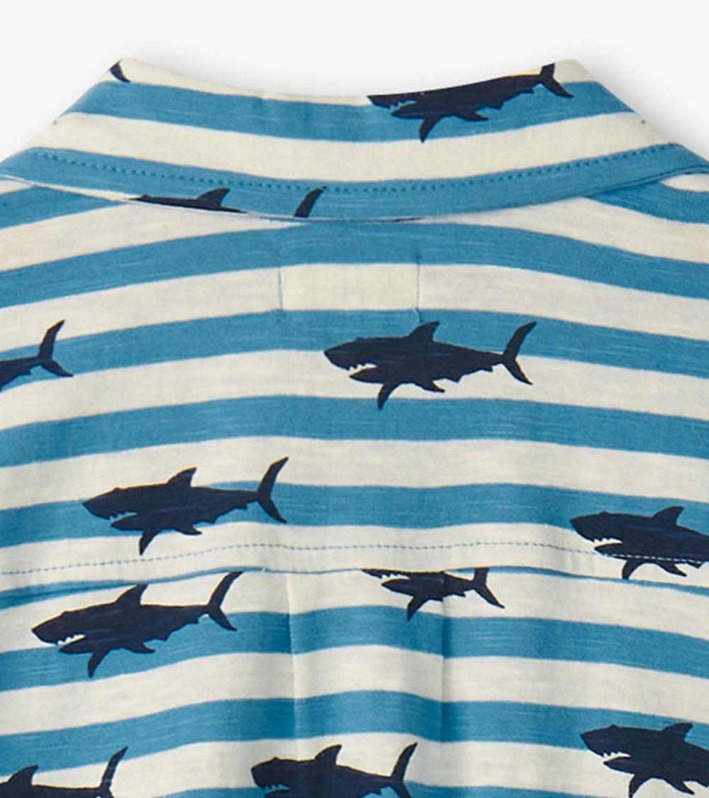 Hatley Tops | Boys Boys Shark Stripes Jersey Button Down