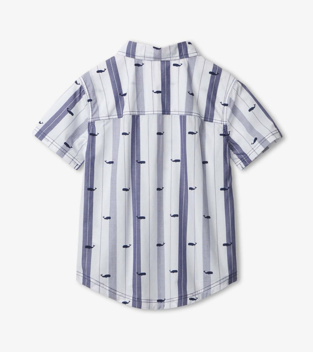 Hatley Tops | Boys Nautical Whales Short Sleeve Button Down Shirt