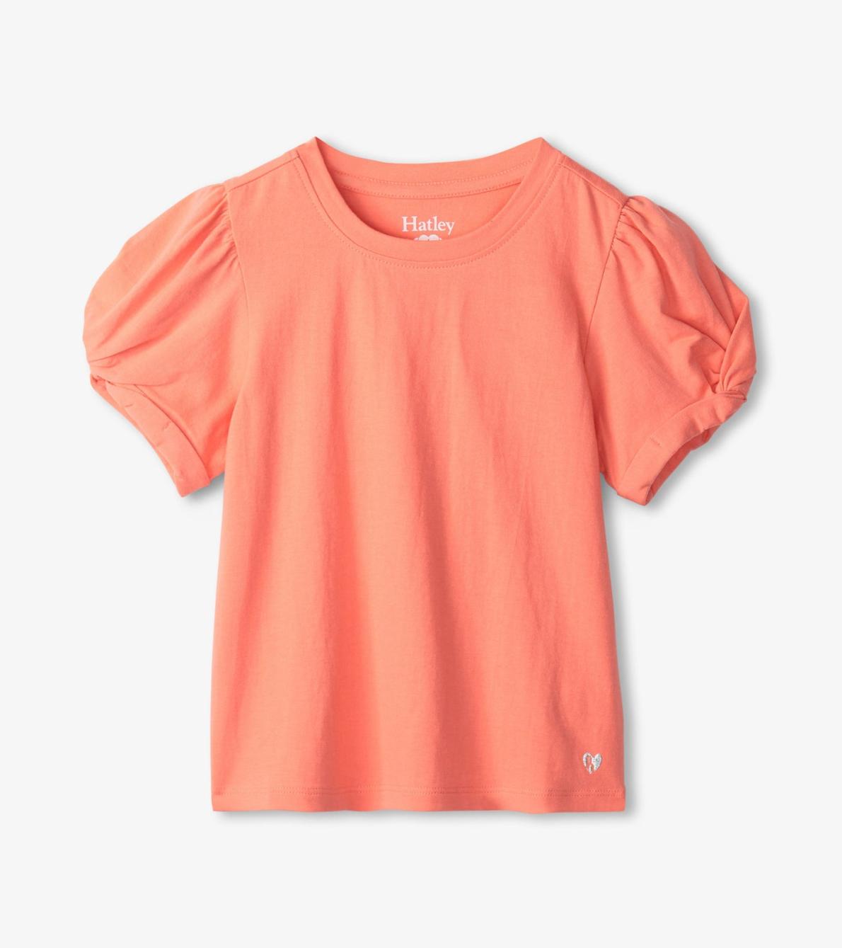 Hatley Tops | Girls Girls Coral Twisted Sleeve Tee