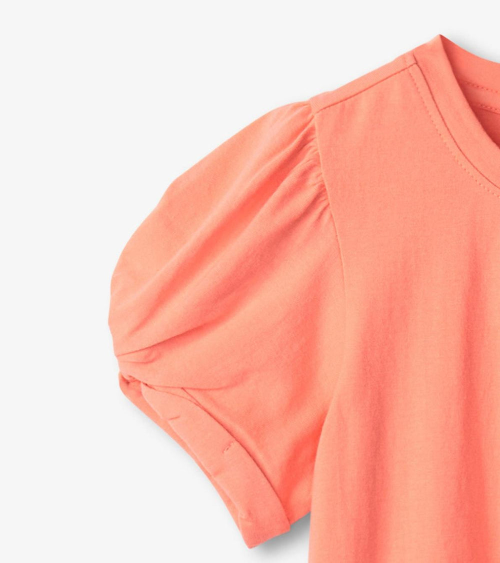 Hatley Tops | Girls Girls Coral Twisted Sleeve Tee