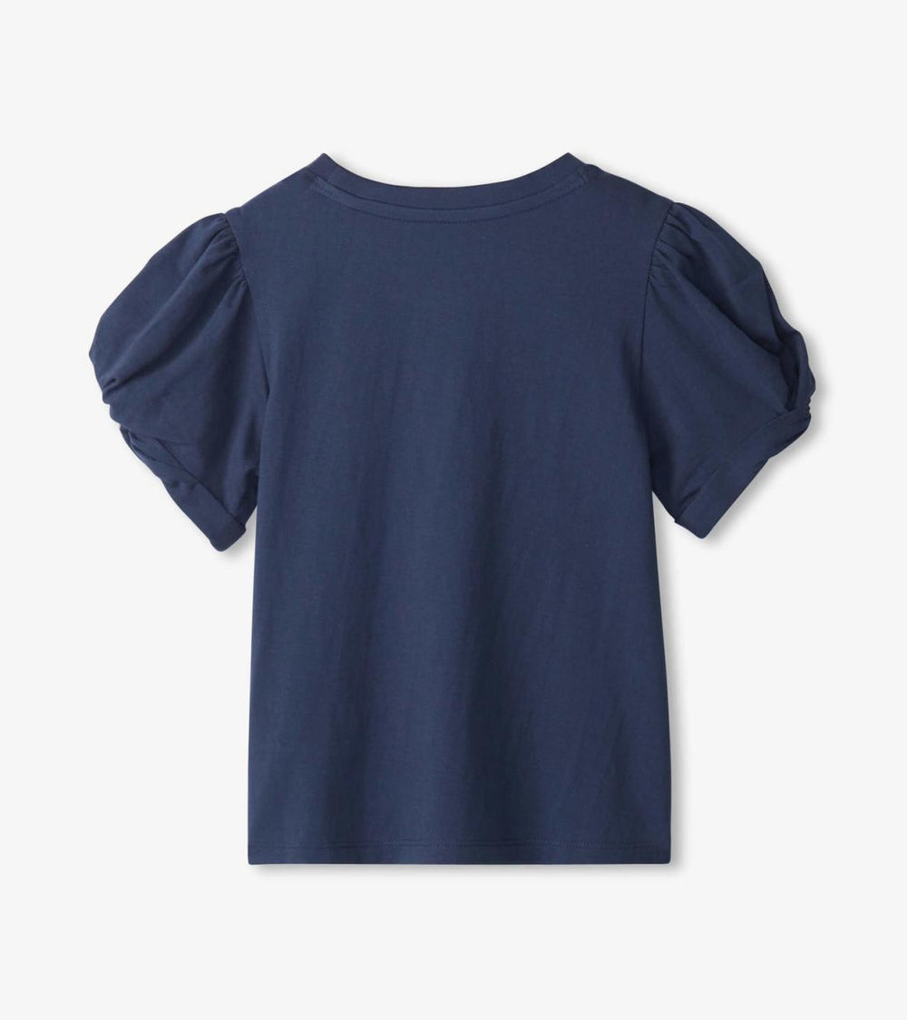 Hatley Tops | Girls Girls Navy Twisted Sleeve Tee