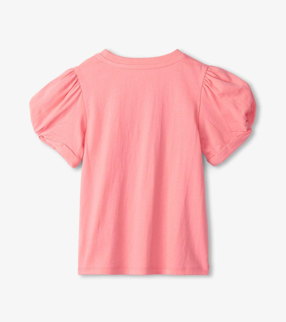 Hatley Tops | Girls Girls Pink Sachet Twisted Sleeve Tee