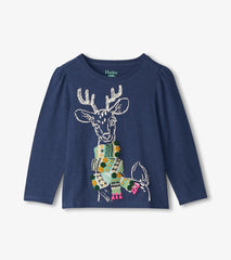 Hatley Tops | Girls Girls Reindeer Scarf T-Shirt