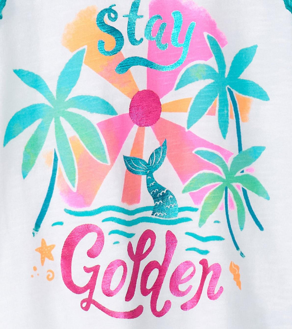 Hatley Tops | Girls Girls Stay Golden Ruffle Sleeve Tank Top