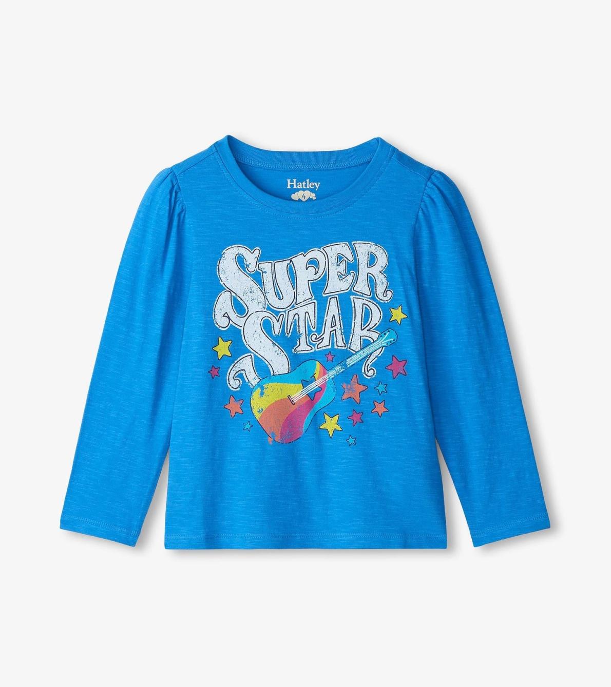 Hatley Tops | Girls Girls Super Star Guitar Long Sleeve Graphic Tee