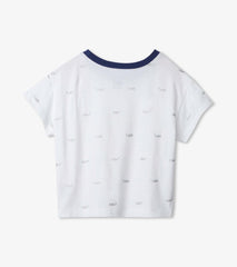 Hatley Tops | Girls Nautical Anchors Pleated Slouchy Tee