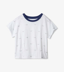 Hatley Tops | Girls Nautical Anchors Pleated Slouchy Tee