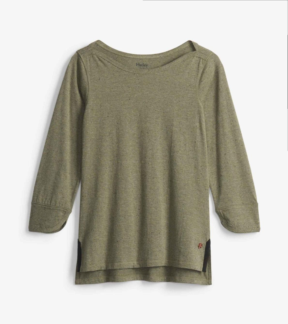 Hatley Tops | Women 3/4 Sleeve Breton - Loden Green