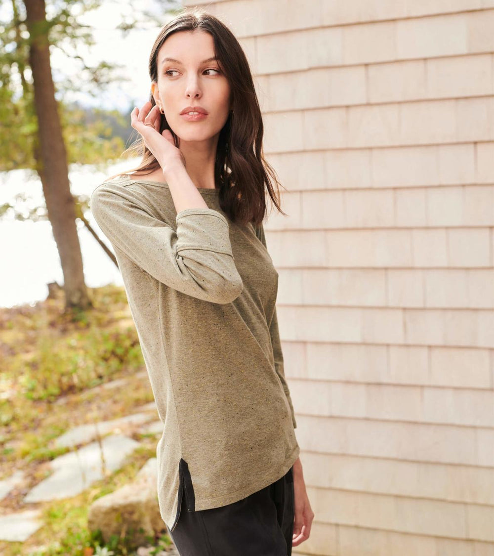 Hatley Tops | Women 3/4 Sleeve Breton - Loden Green