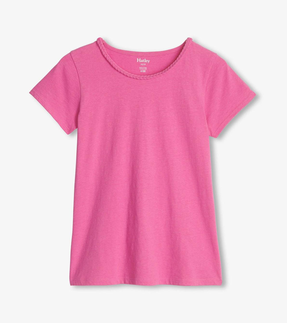 Hatley Tops | Women Braided Neck Tee - Phlox Pink