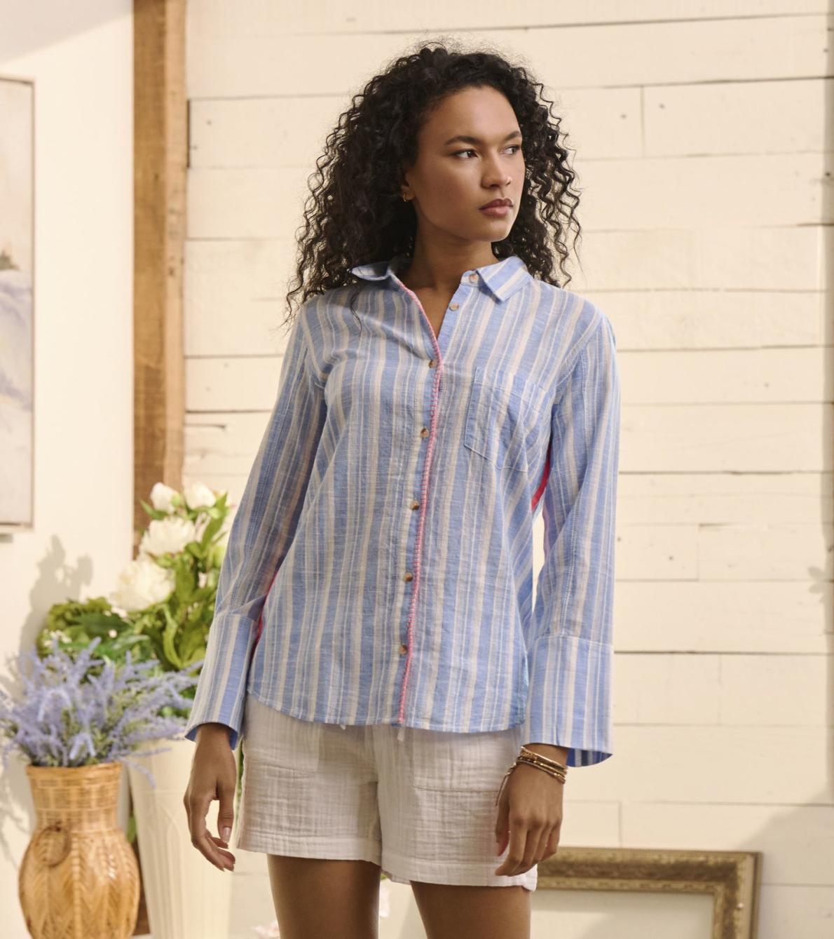 Hatley Tops | Women Cindy Blouse - Light Blue Stripes