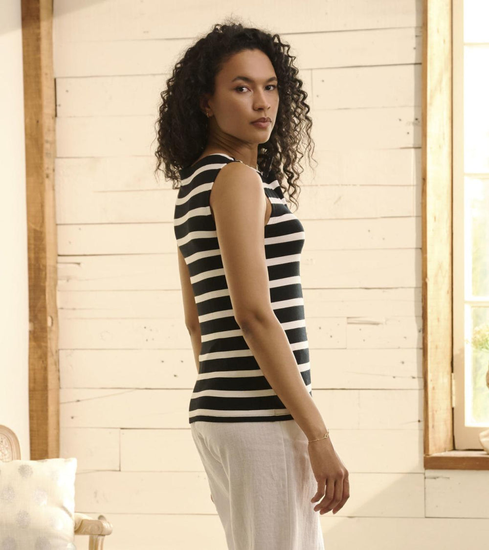 Hatley Tops | Women Everyday Tank - Caviar Stripes