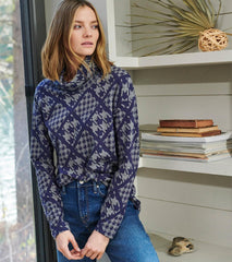 Hatley Tops | Women Funnel Neck Top - Patriot Checks