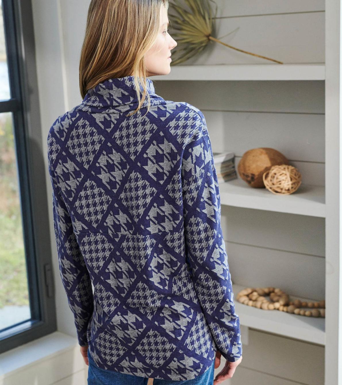 Hatley Tops | Women Funnel Neck Top - Patriot Checks