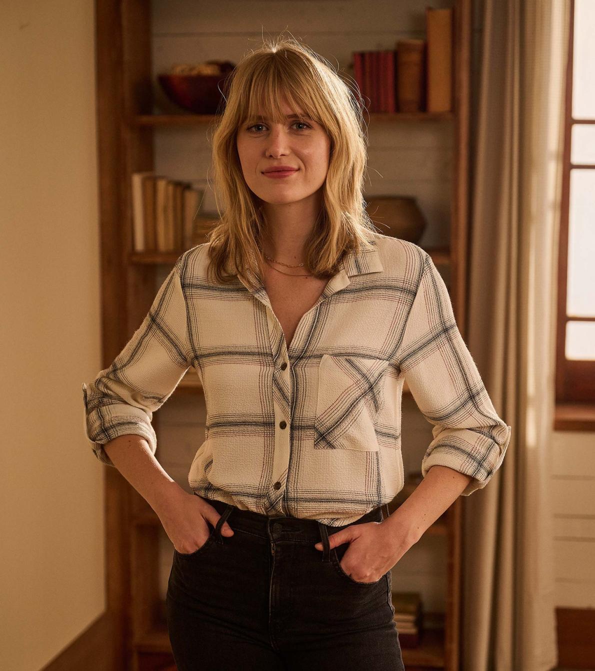 Hatley Tops | Women Lila Button Down - Cream Plaid