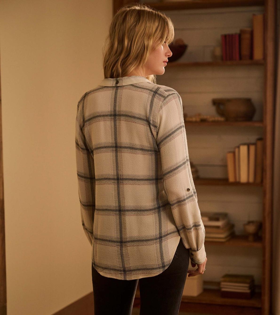 Hatley Tops | Women Lila Button Down - Cream Plaid