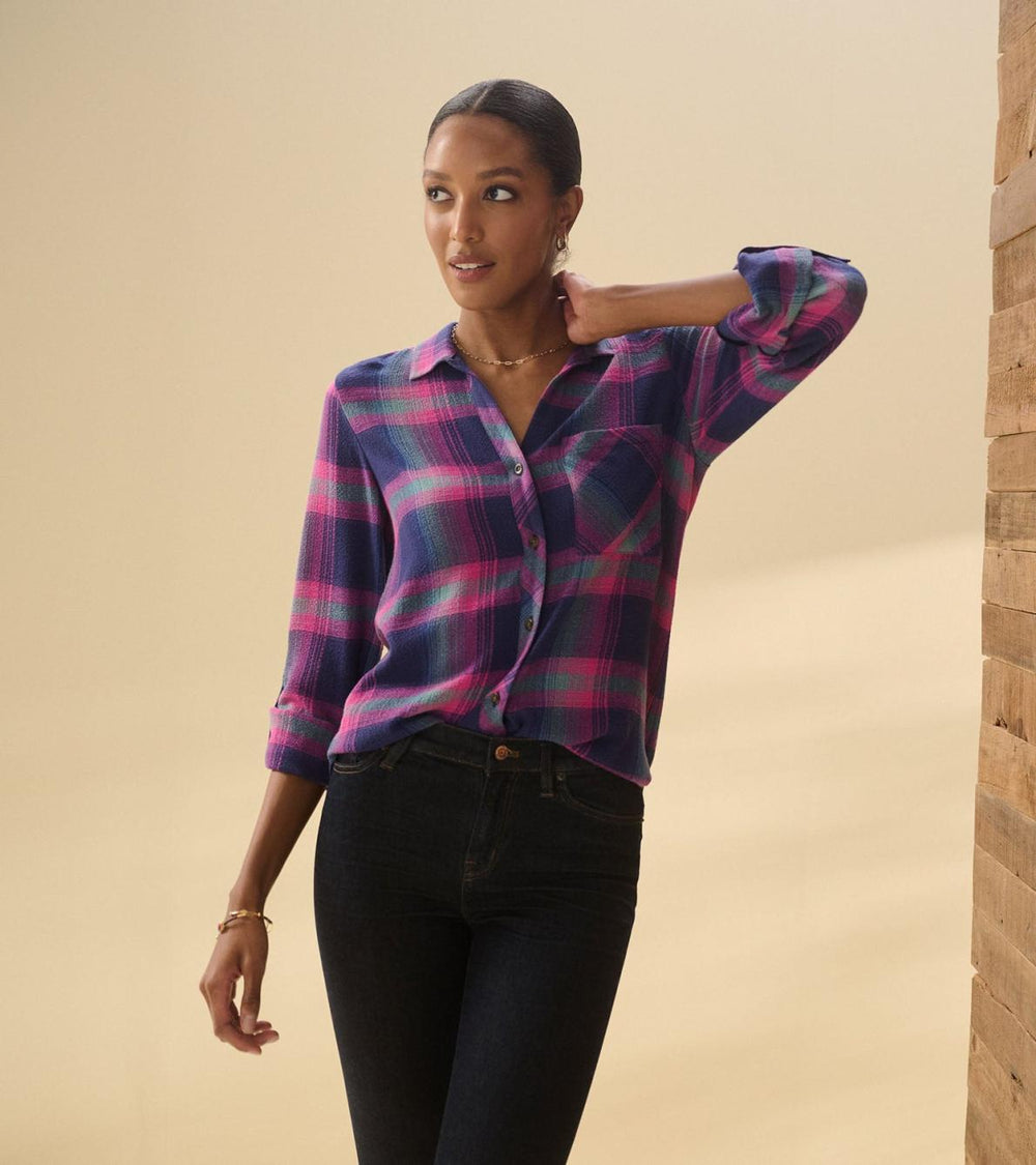 Hatley Tops | Women Lila Button Down - Fuchsia Plaid