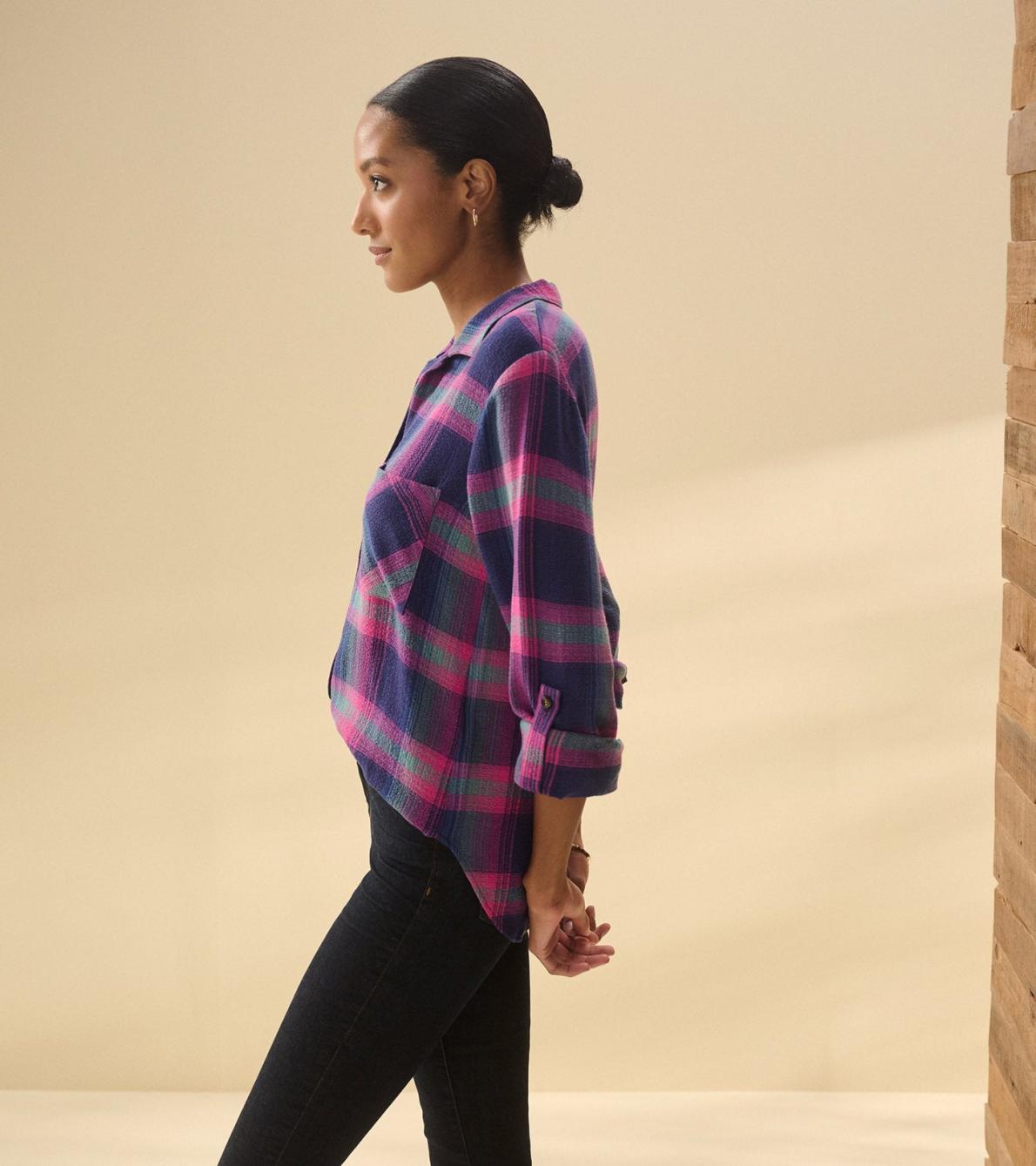 Hatley Tops | Women Lila Button Down - Fuchsia Plaid