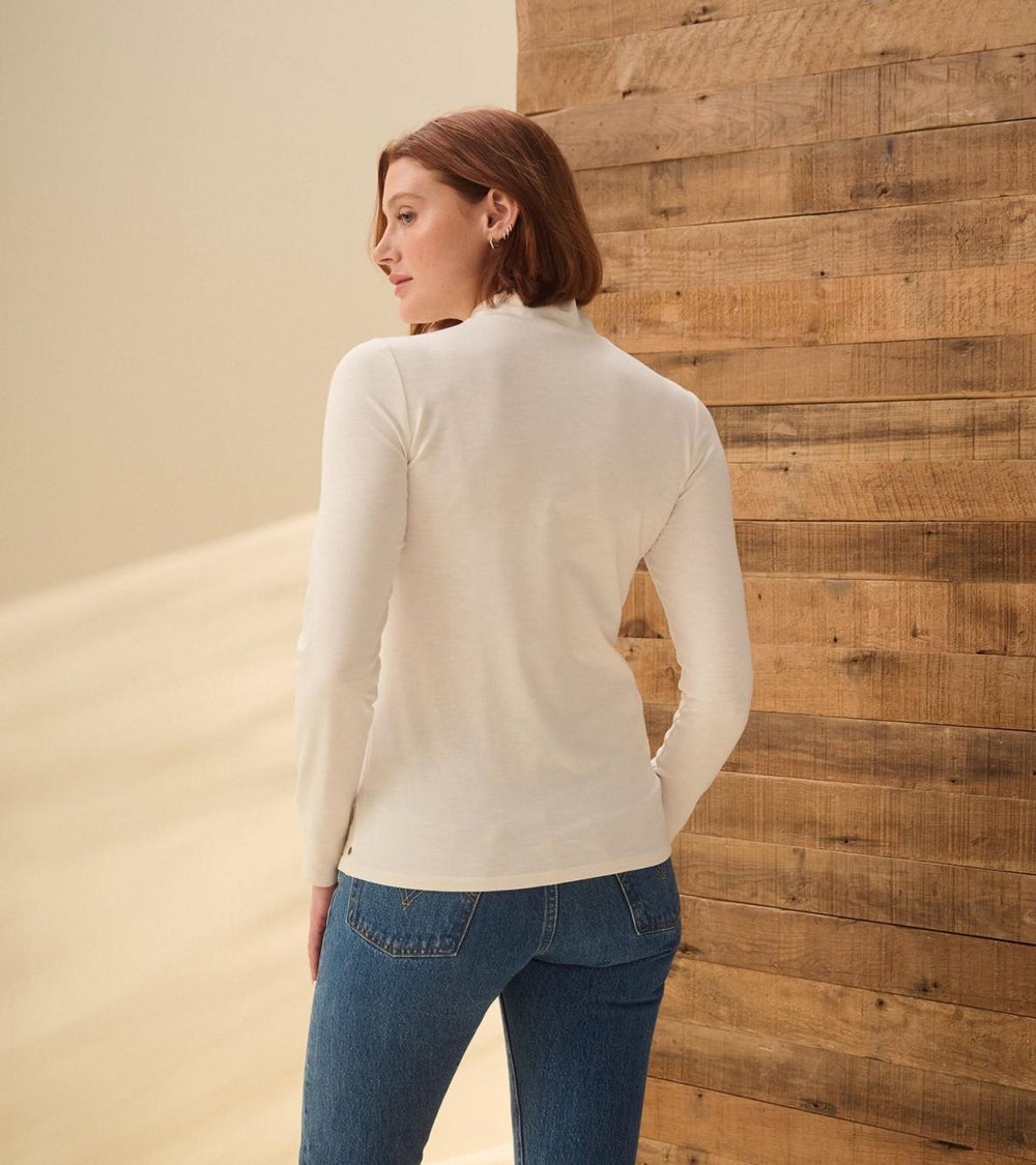 Hatley Tops | Women Mock Neck Top - Cream White