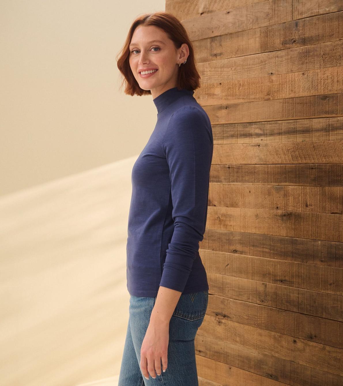 Hatley Tops | Women Mock Neck Top - Patriot Blue