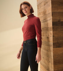 Hatley Tops | Women Mock Neck Top - Russet Brown