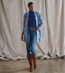 Hatley Tops | Women Open Front Jacket - Blue Check