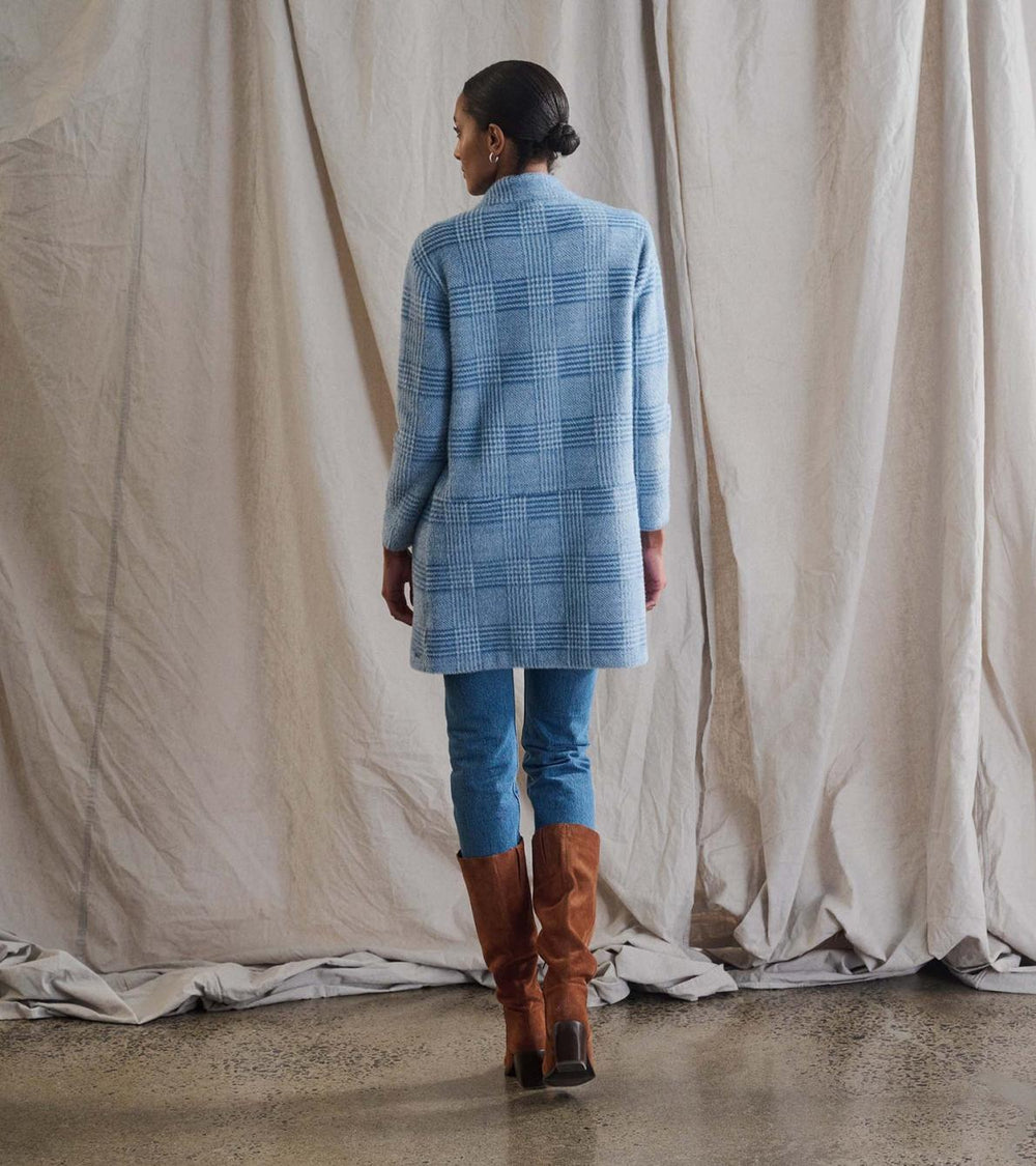 Hatley Tops | Women Open Front Jacket - Blue Check