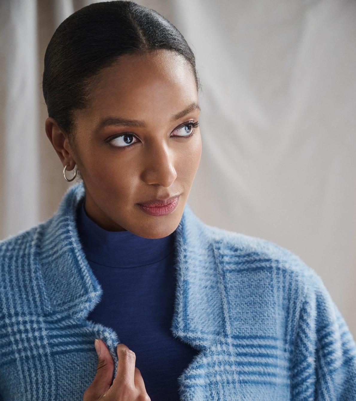 Hatley Tops | Women Open Front Jacket - Blue Check