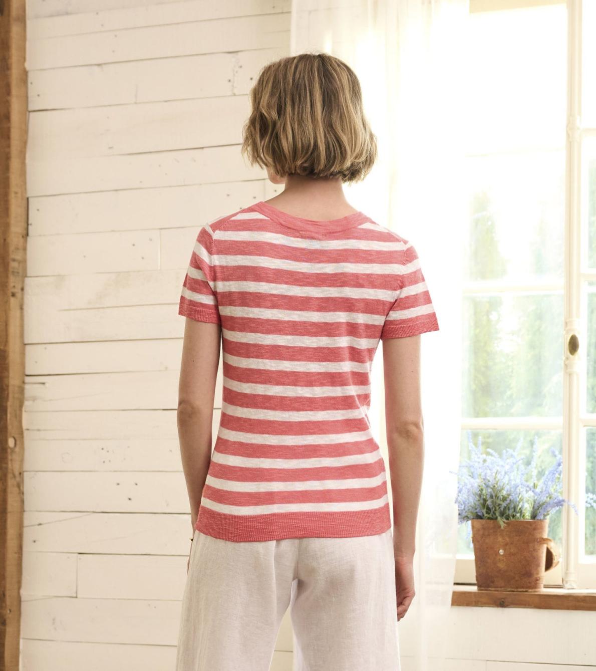Hatley Tops | Women Simone Knit Tee - Coral Stripes