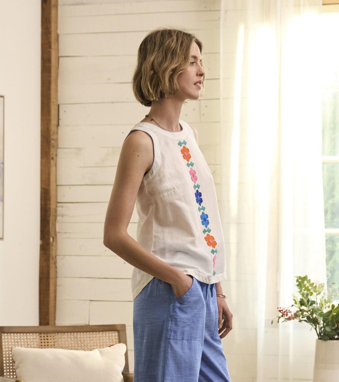 Hatley Tops | Women Tessa Tank Top - Embroidered Flowers