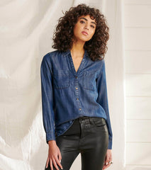 Hatley Tops | Women Utility Buttondown - Maritime Denim Wash