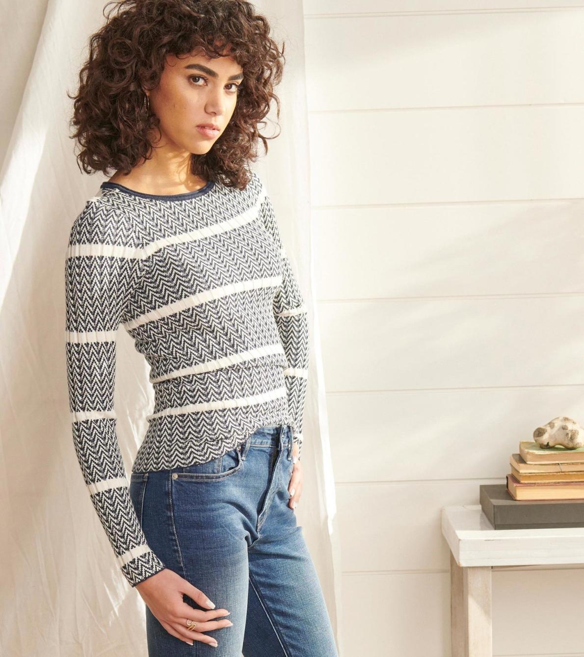 Hatley Tops | Women Zig Zag Sweater - Maritime