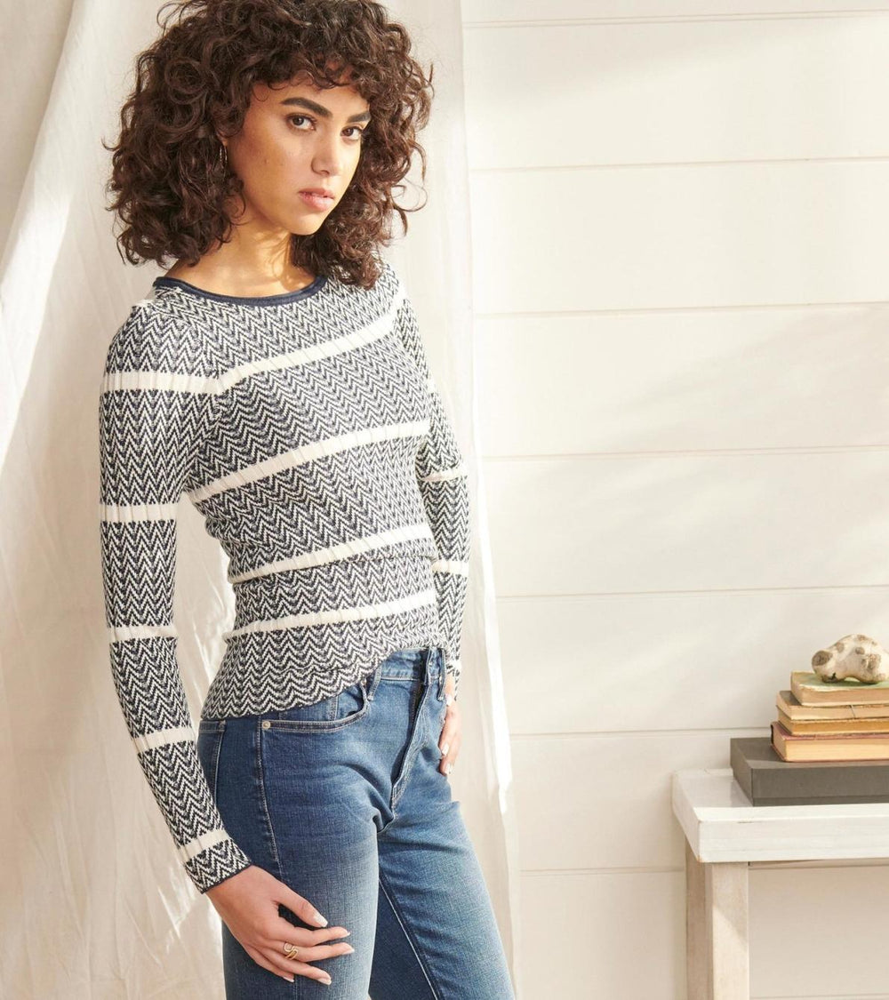 Hatley Tops | Women Zig Zag Sweater - Maritime